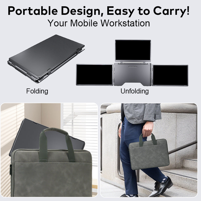 Trion 18.5″ Portable Quad Screen Monitor - Triple Display Laptop Extender - FHD, Windows & Mac Compatible - Acceptable - Refurbished Trion