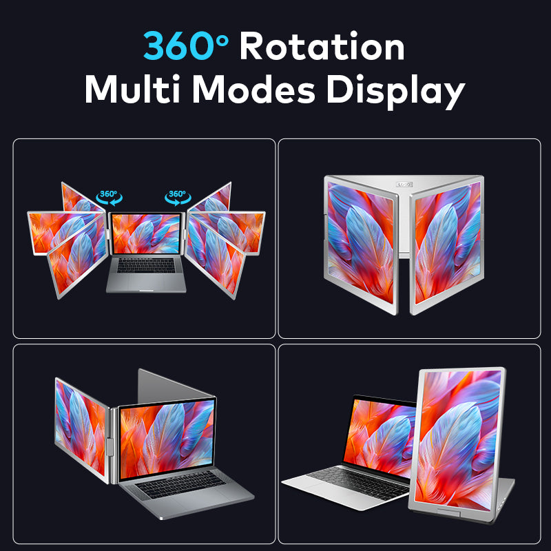 16 inch Trifold Portable Monitor 1080P IPS FHD Laptop Screen Extender For Laptop - Space Grey - Acceptable - Refurbished