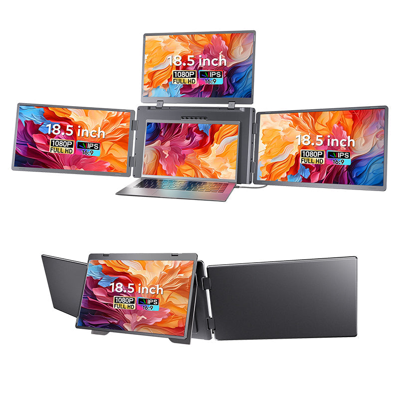 Trion 18.5″ Portable Quad Screen Monitor - Triple Display Laptop Extender - FHD, Windows & Mac Compatible - Acceptable - Refurbished Trion
