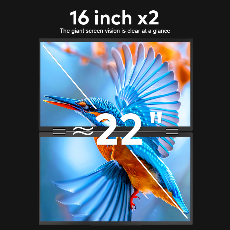 Trion 16-inch Full HD Foldable Dual Portable Monitor - Plug and Play Screen Extender