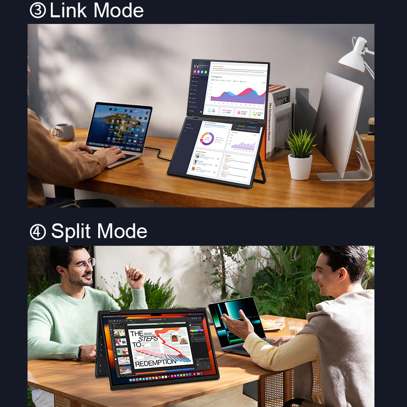 Trion 16-inch Full HD Foldable Dual Portable Monitor - Plug and Play Screen Extender