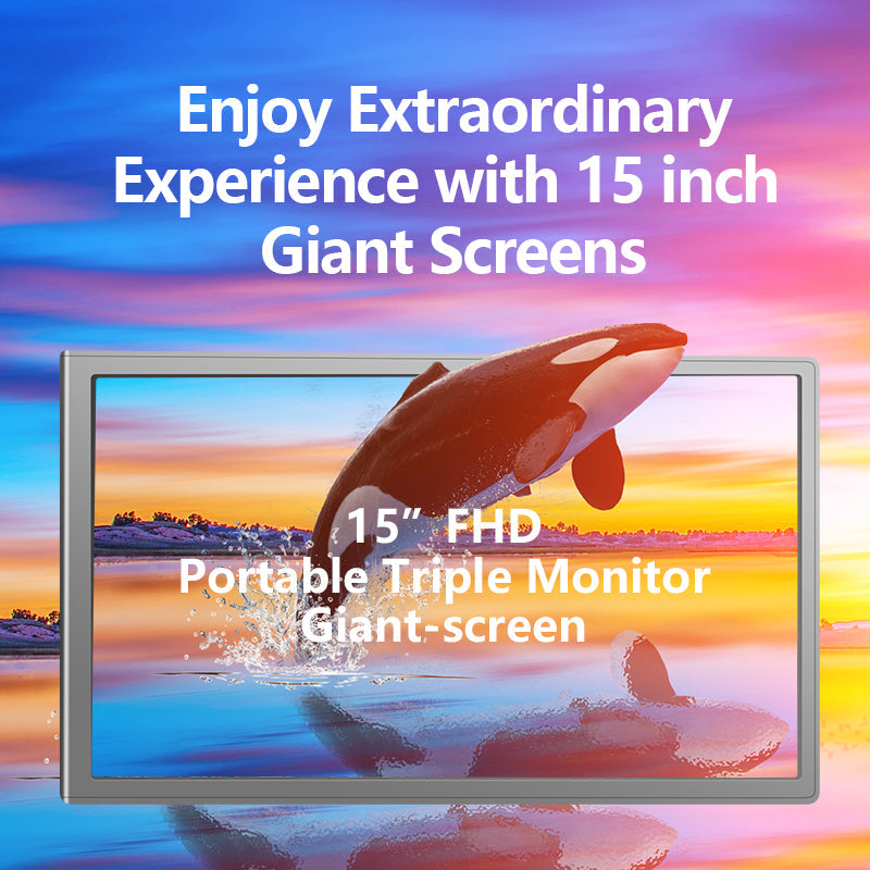 15 inch Trifold Portable Monitor 1080P IPS FHD Laptop Screen Extender For Laptop - Space Grey (AU Version) Trion