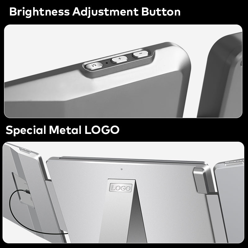 Trion 15.6-inch 360° trifold portable monitor 1080P IPS FHD Laptop Screen Extender - Grey