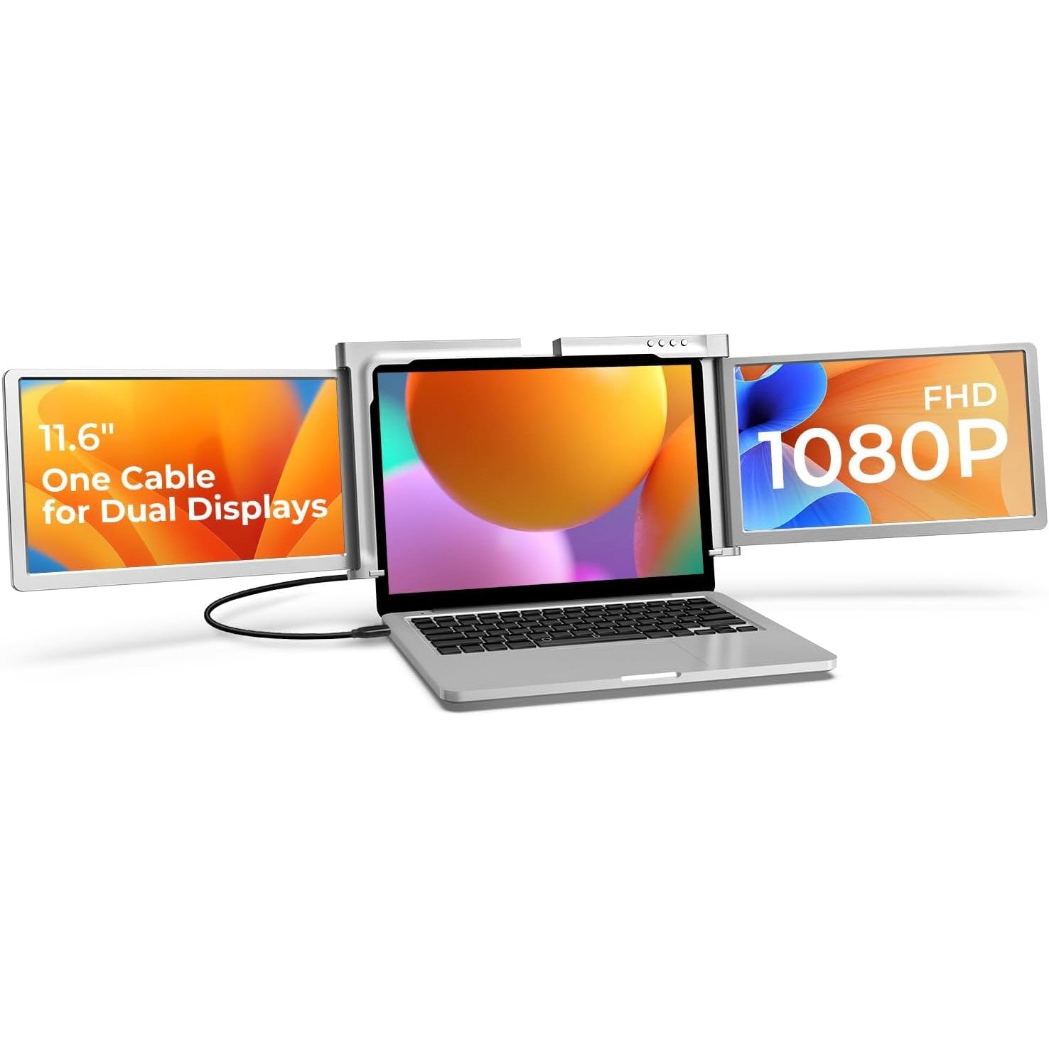 11.6 inch Trifold Portable Monitor 1080P IPS FHD Monitor Screen Extender For Laptop In Narrow Bezel- Grey Tristar