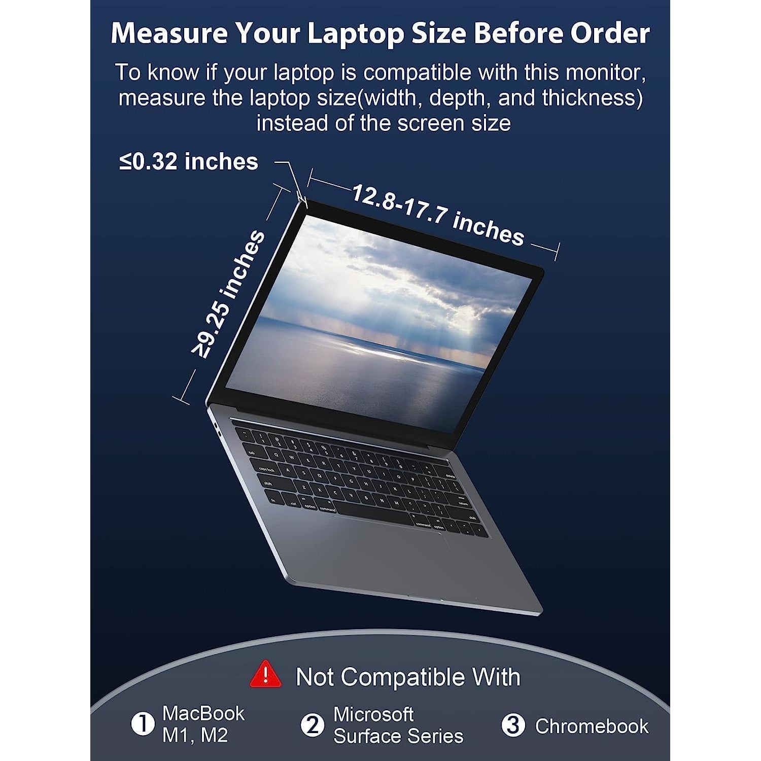 15.4 inch Trifold Portable Monitor 1080P IPS FHD Laptop Screen Extender For Laptop - Space Grey Tristar