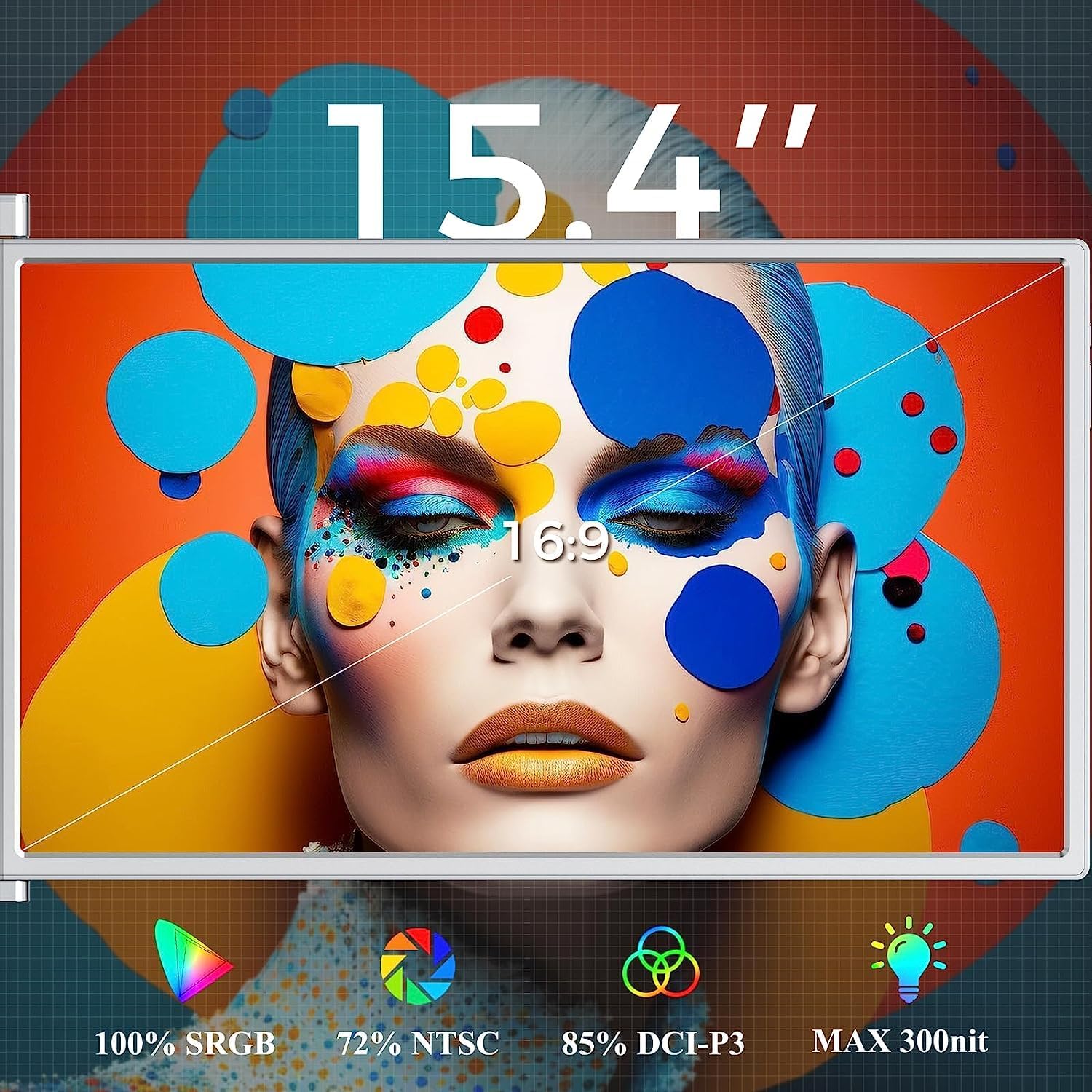 15.4 inch Trifold Portable Monitor 1080P IPS FHD Laptop Screen Extender For Laptop - Space Grey Tristar