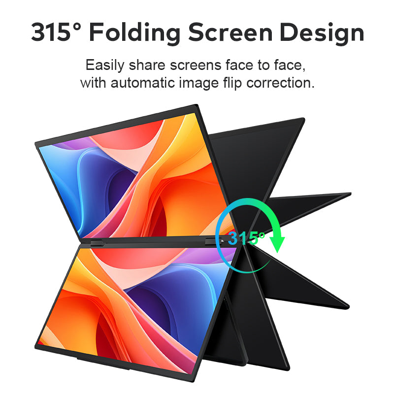 Trion 16-inch Full HD Foldable Dual Portable Monitor - Plug and Play Screen Extender