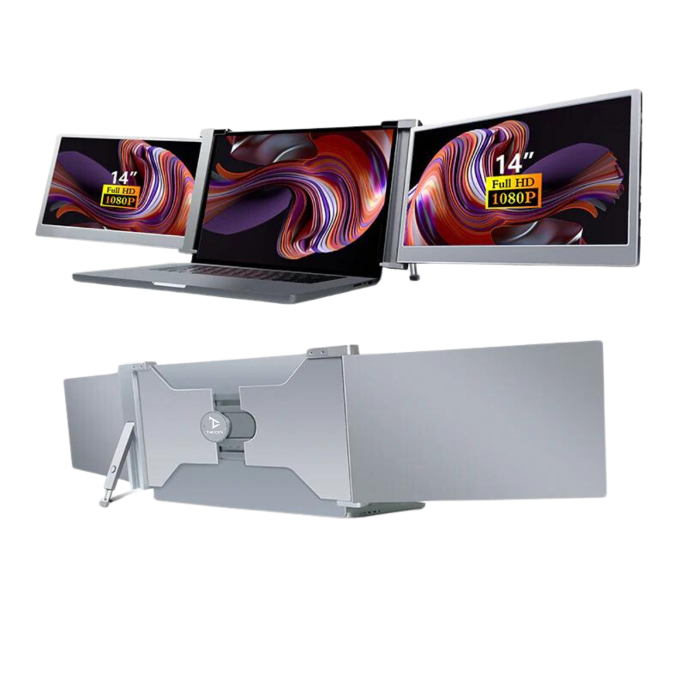 14" Dual Portable Trifold Monitor - 1080P IPS FHD Monitor Screen Extender for Laptops - Space Grey (AU Version) - Pristine Refurbished Trion