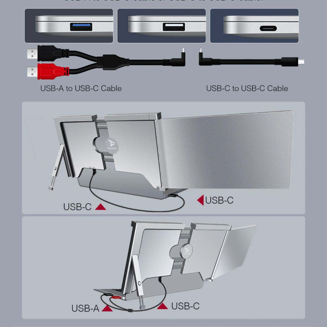 Trion 14" Laptop Monitor Extender 1080P IPS FHD Portable Laptop Dual Screen Extender - Space Grey