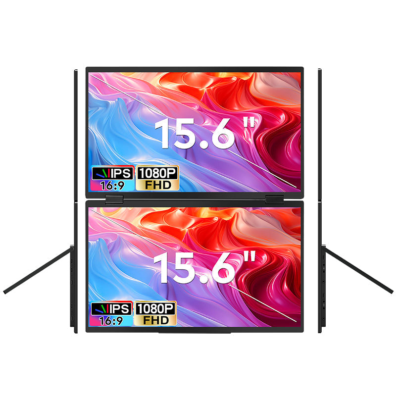 Trion 15.6-inch Full HD Foldable Dual Portable Monitor - Plug and Play Screen Extender Trion