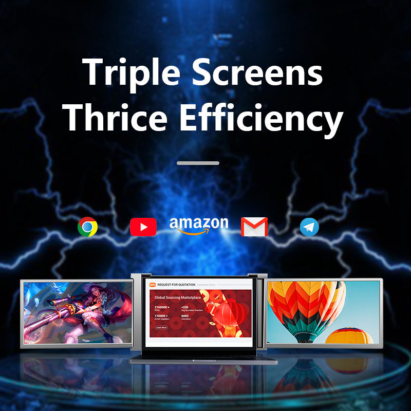 15 inch Trifold Portable Monitor 1080P IPS FHD Laptop Screen Extender For Laptop - Space Grey (AU Version) Trion