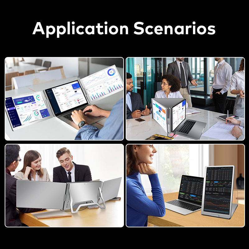 16 inch Trifold Portable Monitor 1080P IPS FHD Laptop Screen Extender For Laptop - Space Grey