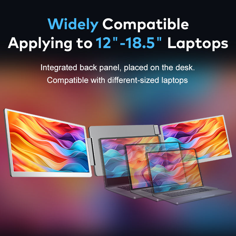 Trion 15.6-inch 360° trifold portable monitor 1080P IPS FHD Laptop Screen Extender - Grey