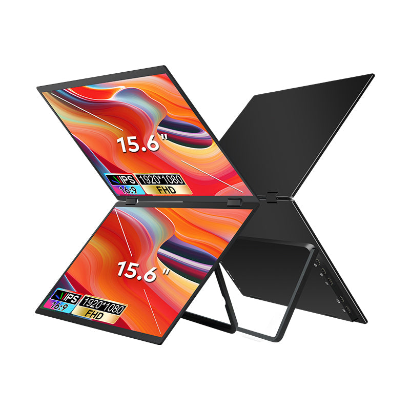 Trion 15.6-inch Full HD Foldable Dual Portable Monitor - Plug and Play Screen Extender Trion