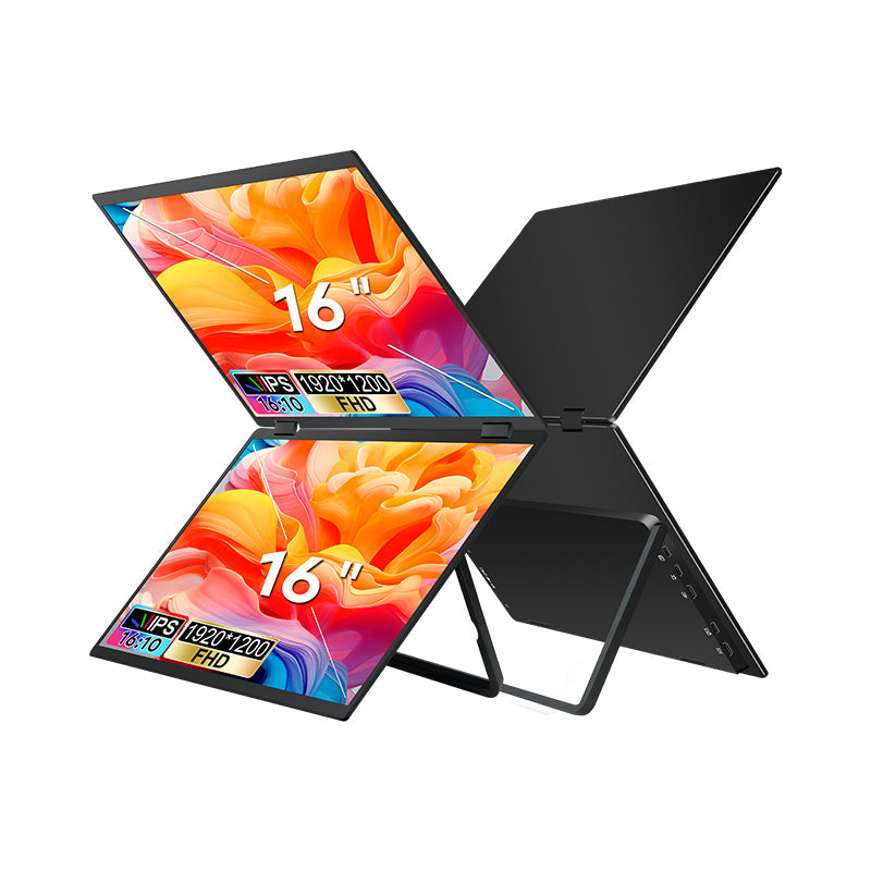 Trion 16-inch Full HD Foldable Dual Portable Monitor - Plug and Play Screen Extender - Acceptable - Refurbished