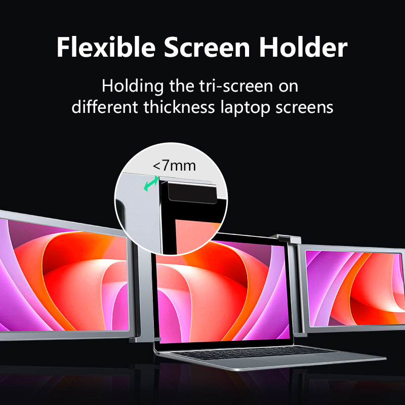 Dual Portable Tri Fold 1080P IPS FHD Screen Monitor Screen Extender For Laptop 10.1" Grey Tristar